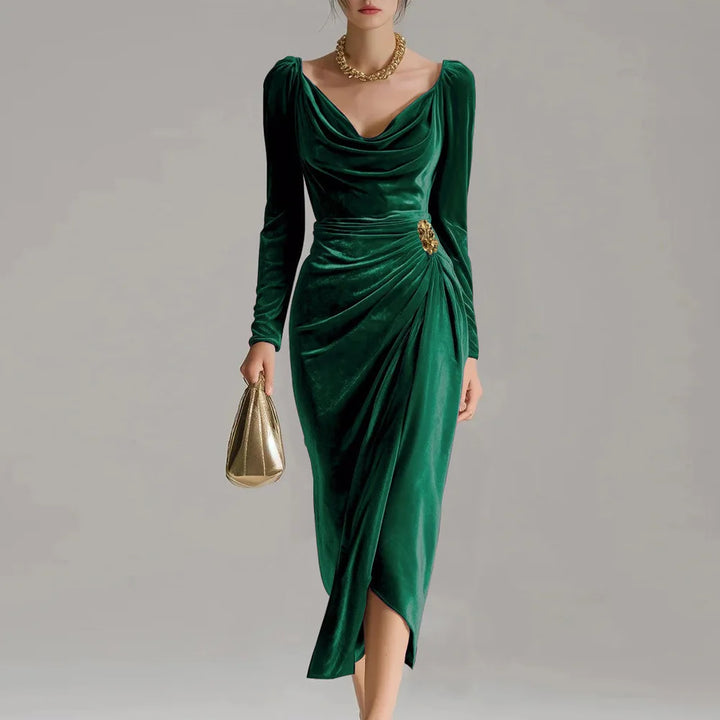 Midnight Sonata™ | Draped Velvet Gown