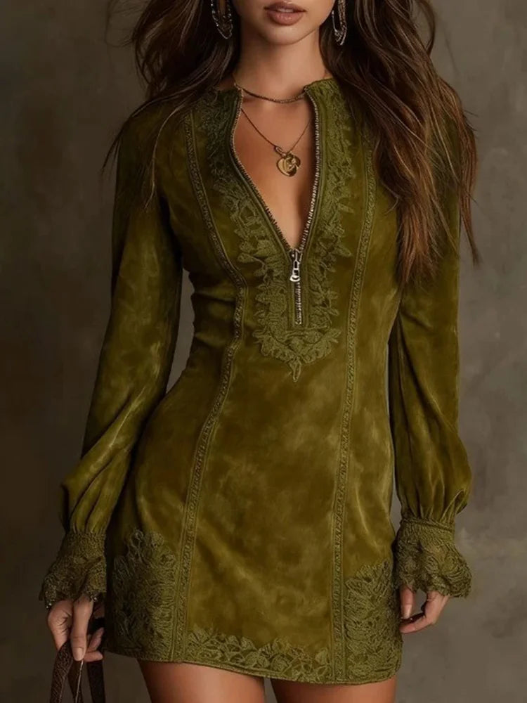 Midnight Grace Suede-Lace Mini