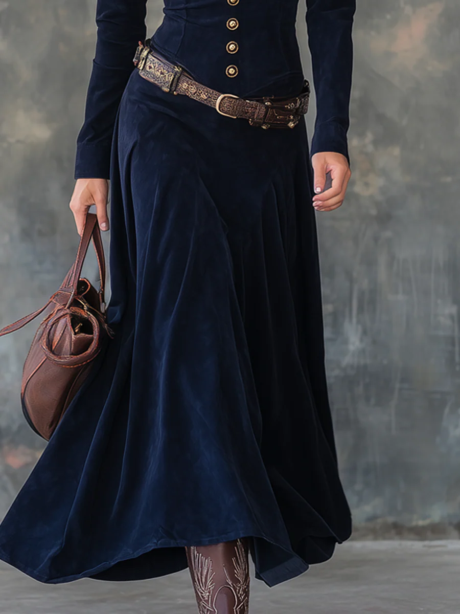 Autumn Grace | Suede-Touch Maxi Dress