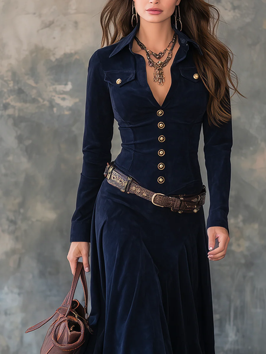 Autumn Grace | Suede-Touch Maxi Dress