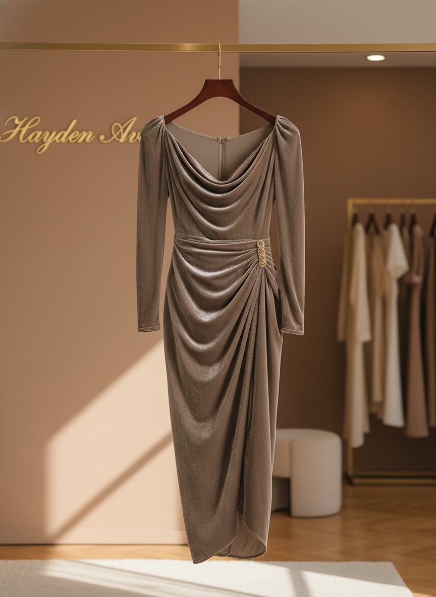 Midnight Sonata™ | Draped Velvet Gown